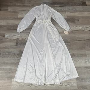 Vintage Miss Elaine White Lace Trim Maxi Robe NWT Bridal Cottagecore Large